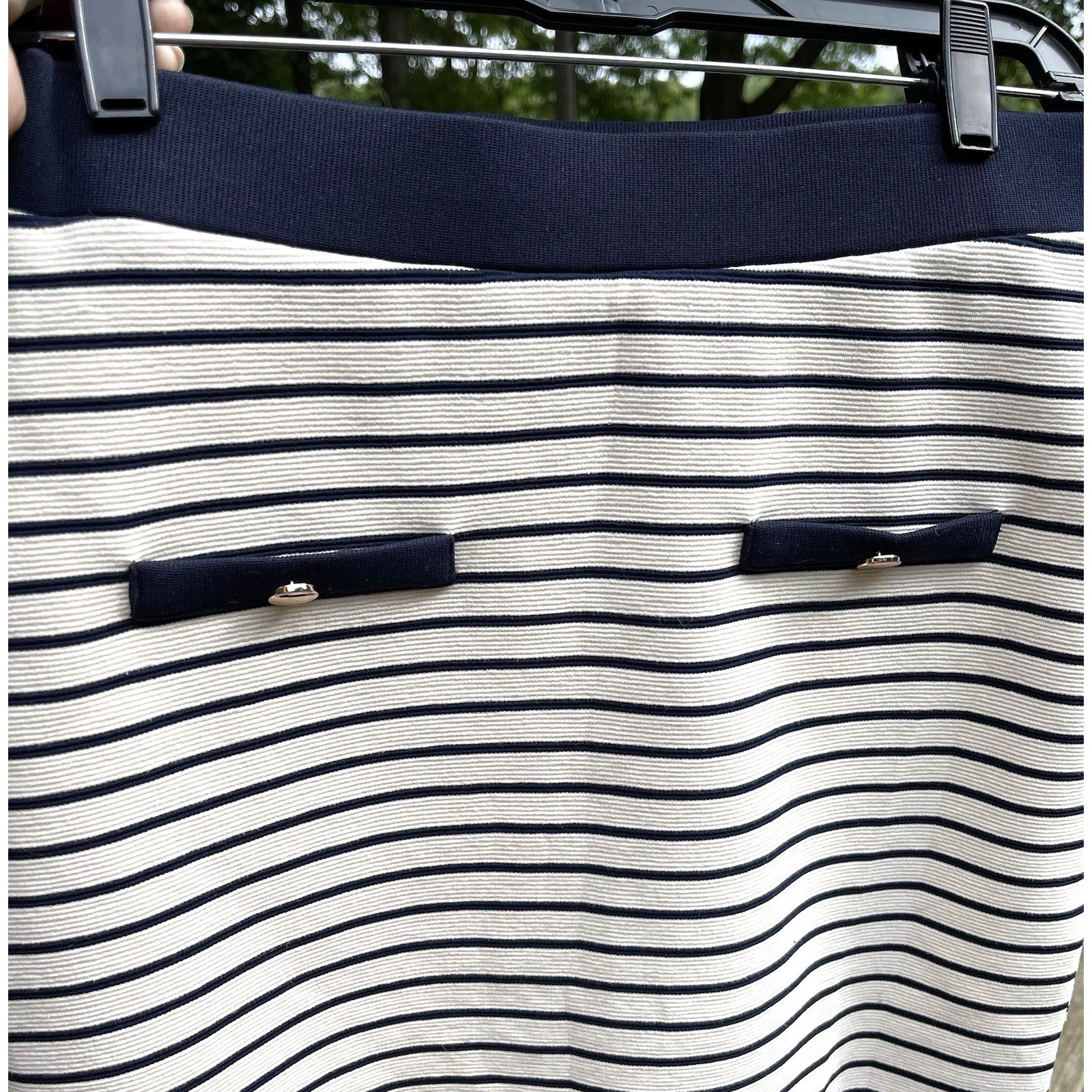 Lulus Made With Love Skirt Blue Cream Striped Knit Lined Classic Ladies Medium